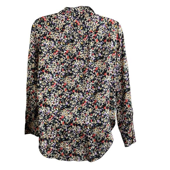 Anthropologie Maeve Women's Black Ditsy Floral Blouse Size XS Moto Boho Flowy - Picture 2 of 11